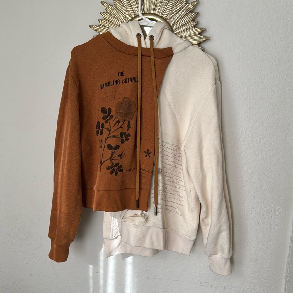 Monse Small Split Brown and Cream Hoodie